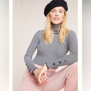 Anthropologie button sleeve turtleneck top